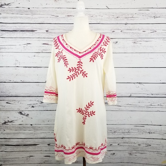 Riviera Sun Swim Riviera Sun Cream Pink Embroidered Swim Cover Up
